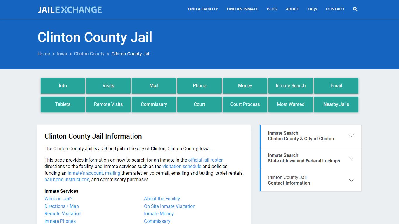 Clinton County Jail, IA Inmate Search, Information