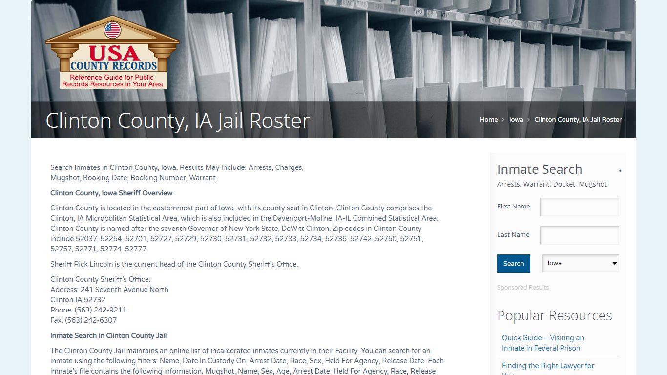 Clinton County, IA Jail Roster | Name Search